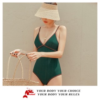 Bikini một mảnh hai dây cổ màu xanh rêu & xanh than - M003 - Mermaid
