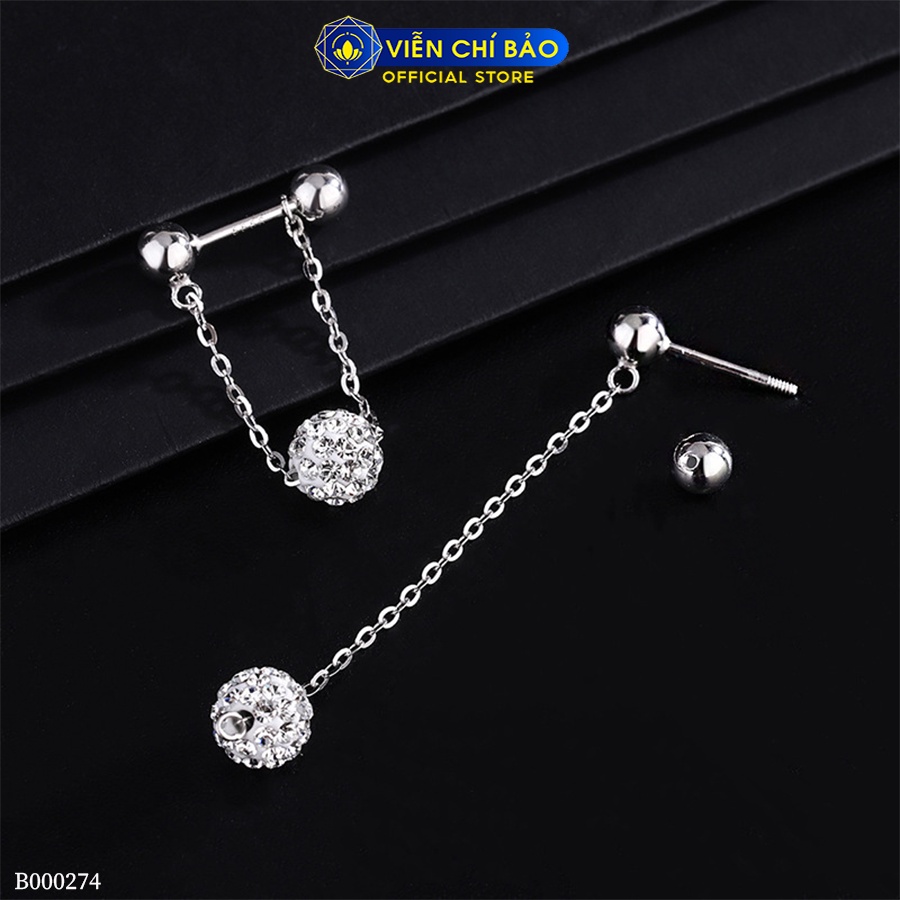 Bông tai cầu Bling chất liệu bạc Thái 925 thời trang phụ kiện trang sức nữ Viễn Chí Bảo B000274