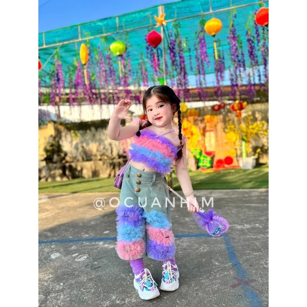 Set jean cầu vồng cho bé