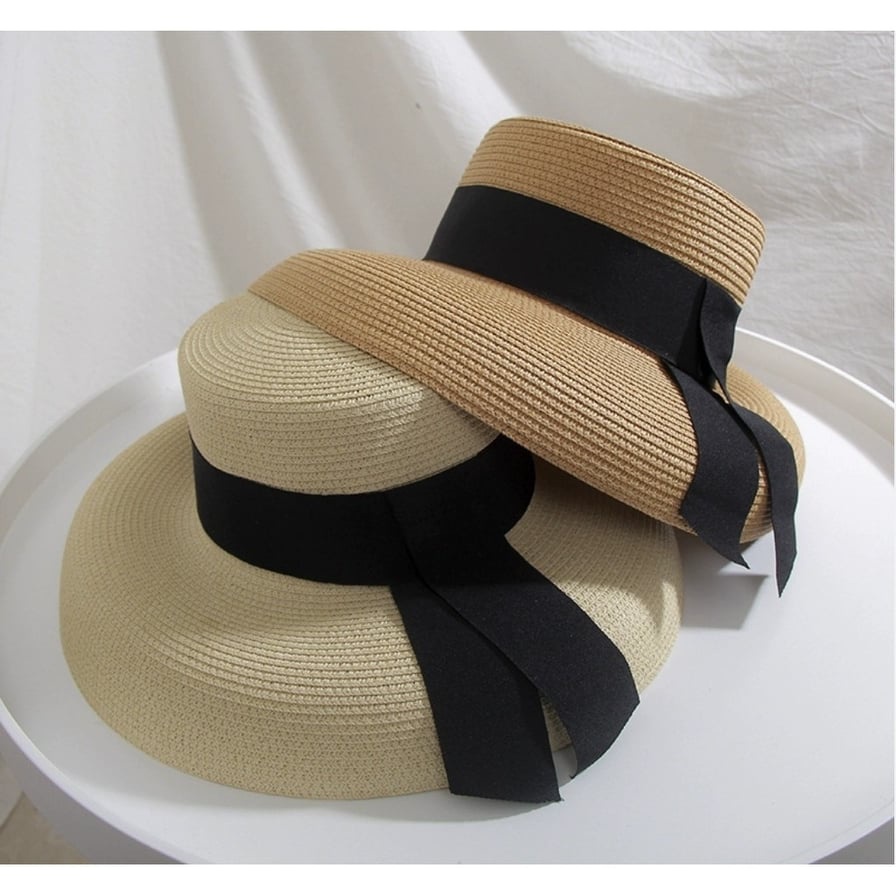 Mũ cói chuông lồng đèn nơ đi biển nón nữ vành cụp thời trang du lịch hè - MC05