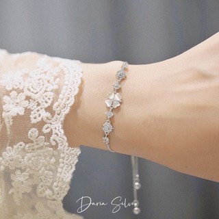 Lắc tay cỏ 4 lá may mắn, lắc tay bạc cao cấp Daria Silver