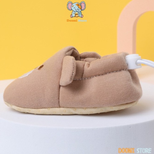 Giày Tập Đi Cotton Hình Gấu Nâu Siêu Đáng Yêu Cho Bé Từ 0-1 tuổi Doomi Store - SP269