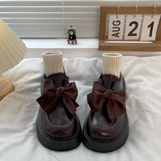 (Có Sẵn) Giày Oxford lolita gắn nơ đáng yêu đế cao 5cm