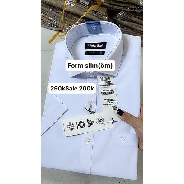 Áo Sơ mi Việt Tiến form slimfit ngắn tay giá hãng 290k-300k sale đồng giá 200k