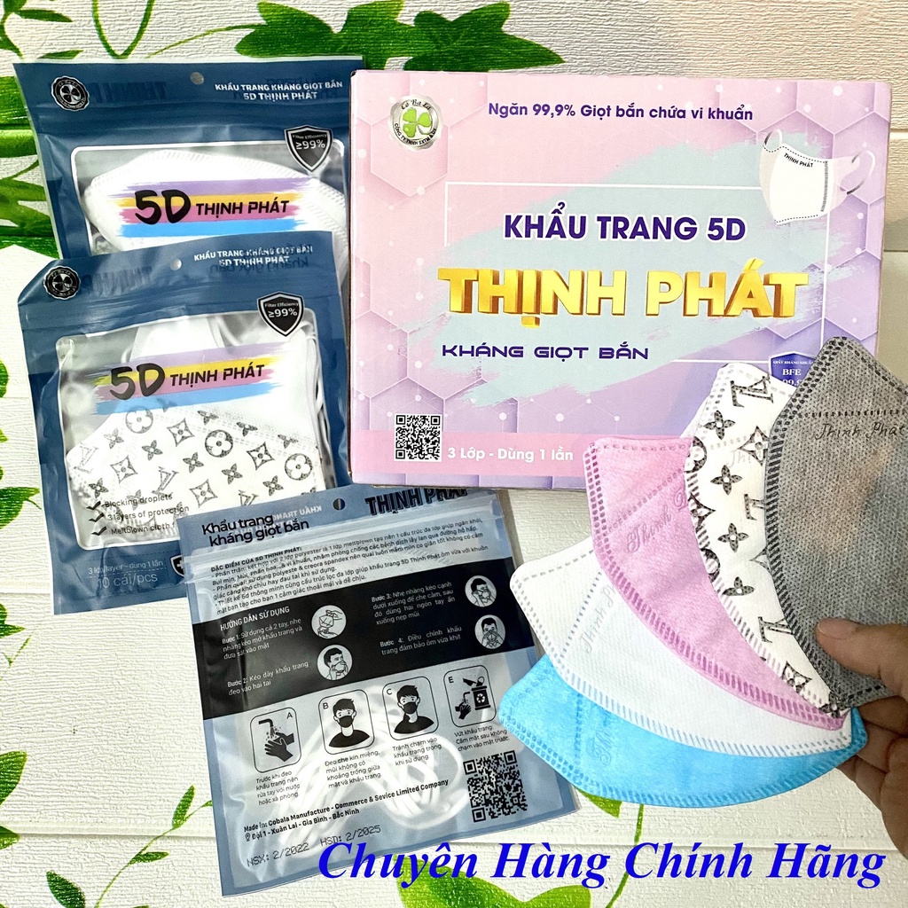 Khẩu trang 5D 3 lớp kháng khuẩn THỊNH PHÁT