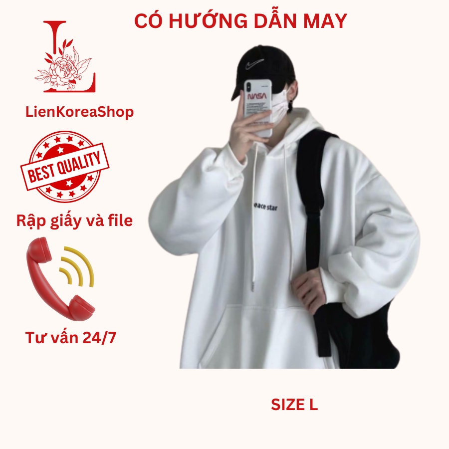 Rập giấy file in a4 may áo khoác hoodie nỉ nam nữ  phong cách hàn quốc - M19 - size L - rập may đồ áo mùa đông 1k