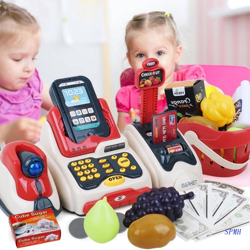 Máy Tính Tiền Siêu Thị Đồ Chơi Cho Trẻ Em Kiểm Tra Thẻ Tín Dụng Quầy Tính Tiền