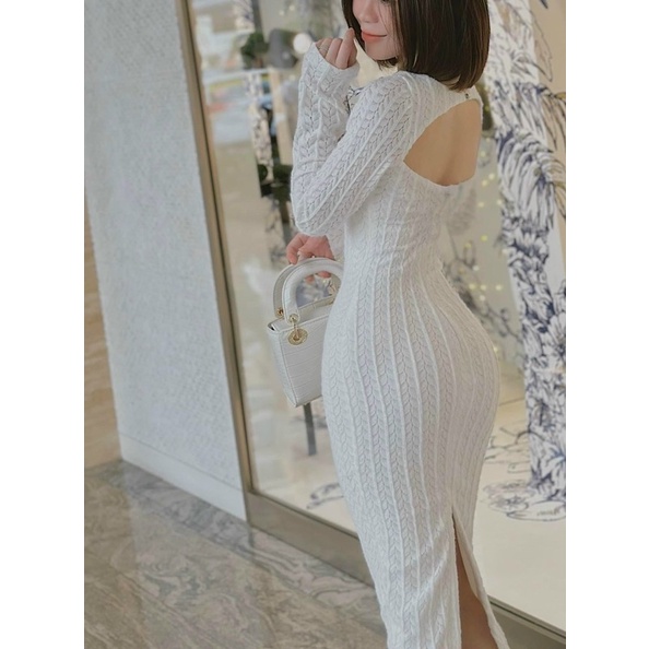Đầm Thiết Kế Cutout Lưng Ngực Siêu Sexy Tôn Dáng Chất Ren Cao Cấp Mã CH
