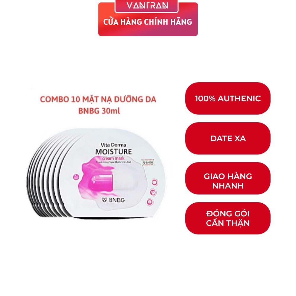 Combo 10 Mặt Nạ Kem Cấp Ẩm Đa Tầng BNBG Vita Derma Moisure Cream Mask 30ml