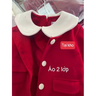 Set dạ đỏ 3 chi tiết bé gái cúc bọc