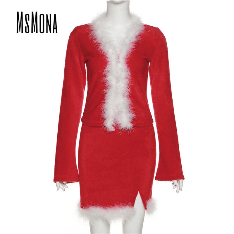 MsMona Bộ Đồ Thời Trang 2023 Cổ Chữ V Ôm Dáng Phối Màu Tương Phản Quyến Rũ Cho Nữ