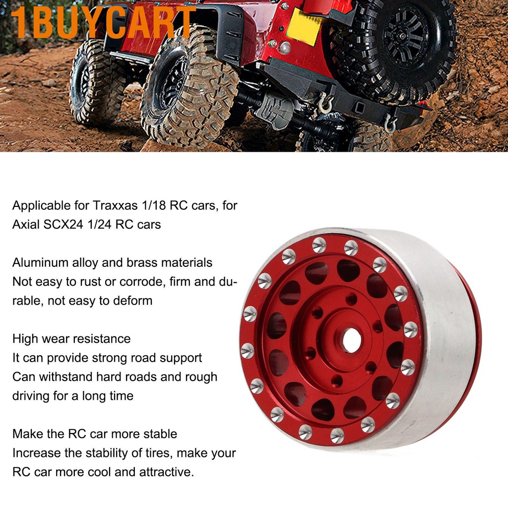 1buycart 4 PCS RC Beadlock Wheel Hubs Aluminum Alloy Rims Hub for Traxxas 1/18 Cars Axial SCX24 1/24