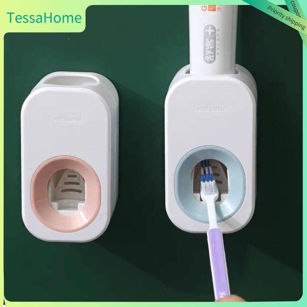 TessaHome Máy Bóp Kem Đánh Răng Dụng Cụ Lấy Kem Tự Động Gắn Tường Máy rút kem đánh răng tự động Thiết bị bóp treo tường ABS cho phòng tắm gia đình