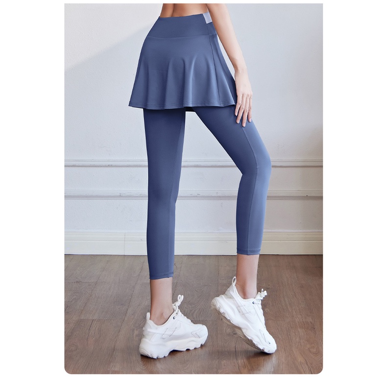 Váy Quần Legging Lưng Cao Co Giãn Nhanh Khô Thoáng Khí Màu Sắc Tương Phản Thời Trang Tập Yoga