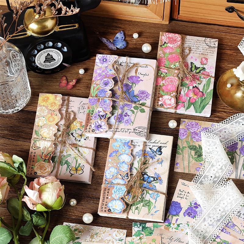 Mr. Paper 60 vé/túi Tài liệu giấy Cây cổ đại Và hoa Nền tảng tài liệu giấy Dán tay tài liệu Vật liệu DIY sáng tạo Trang trí nền