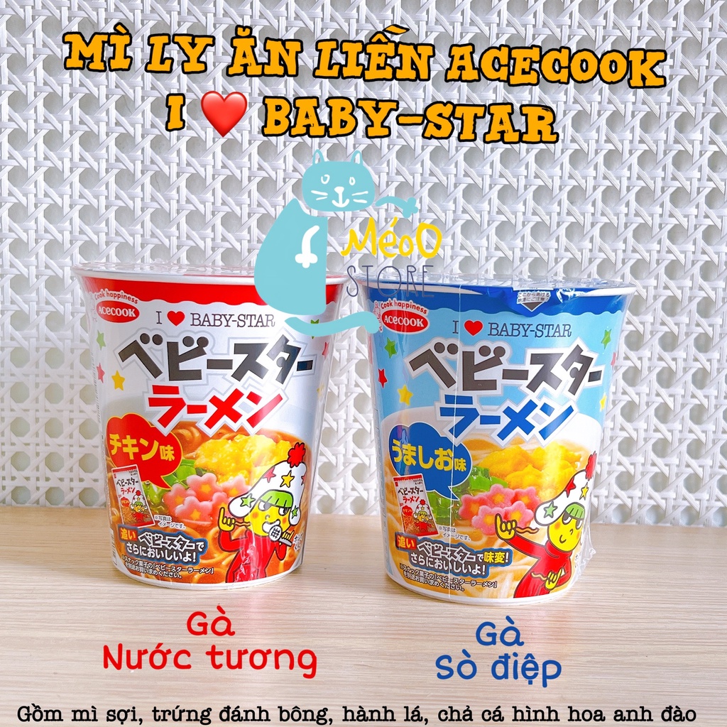 Mì ly ăn liền Acecook I ❤️ Baby Star Nhật Bản cho bé