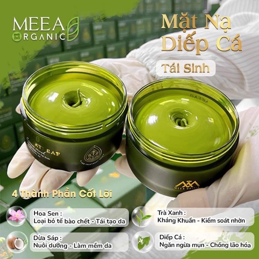 Mặt Nạ Diếp Cá Tái Sinh Meea Organic Giúp Giảm Mụn, Làm Sáng Da Hộp 120G