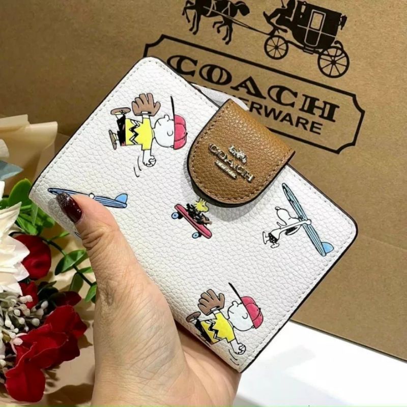 Ví Coac.h X Peanut wallet zip da thật siêu cưng