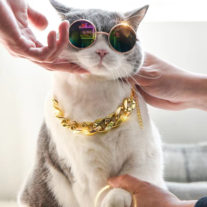 Dây chuyền vàng, vòng cổ, xích mạ vàng cho chó mèo - thời trang, phụ kiện thú cưng - lutpet