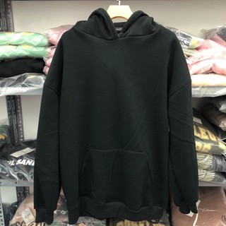 Áo hoodie đen trơn nỉ lót bông mũ dày hai lớp basic unisex
