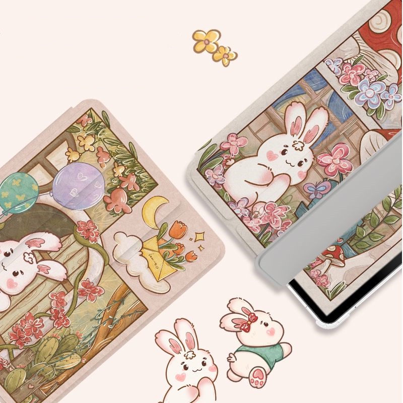 Ốp Máy Tính Bảng Mềm Hình Thỏ Hoa Cho iPad GEN10 7 / 8 / 9 Air4 / Air5 Pro11 "Pro12.9" 2022 Pro10.5 "mini6