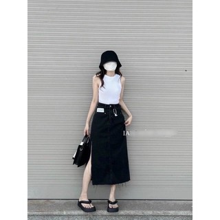 CHÂN VÁY JEAN ĐEN XẺ