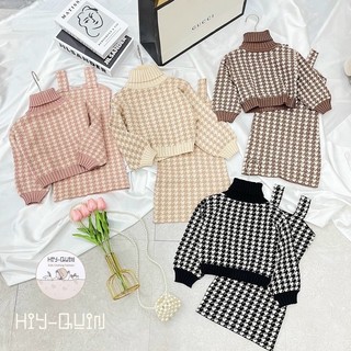 Váy bé gái,set váy len kẻ cao cấp cho bé gái 10-25kg v0062