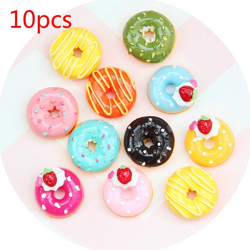 Set 10 Bánh Donut Bằng Resin Dễ Thương Dùng Trang Trí Sổ Tay