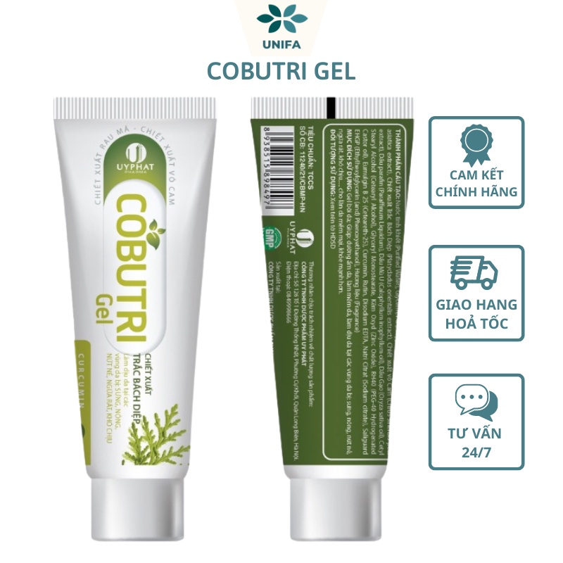 Kem bôi trĩ COBUTRI GEL - Uy Phat Phama giúp làm giảm co búi trĩ, táo bón, đau rát hậu môn - Tuýp 20g kèm đầu thụt
