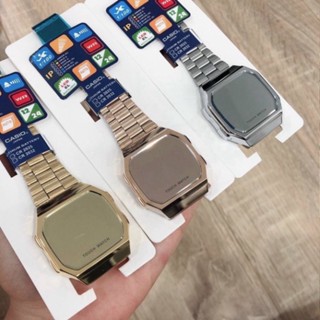 Đồng Hồ Nam Nữ Casio A168 Cảm Ứng Đèn Led Mặt Tráng Gương Unisex