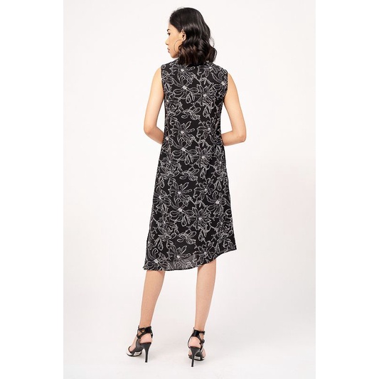 Đầm suông Fiona vạt xéo cổ tim nhún ngực F450065