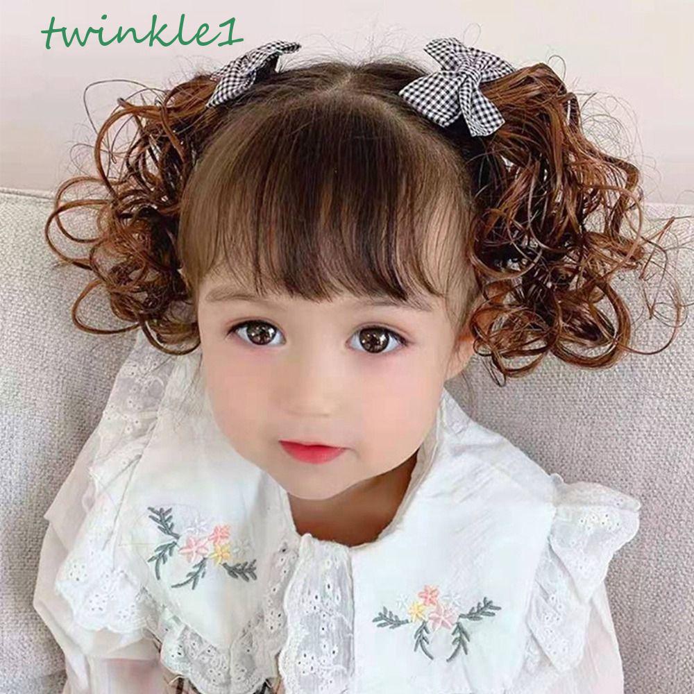 Kẹp Tóc Giả Xoăn Chấm Bi Màu Đỏ Dễ Thương Dành Cho Bé Gái