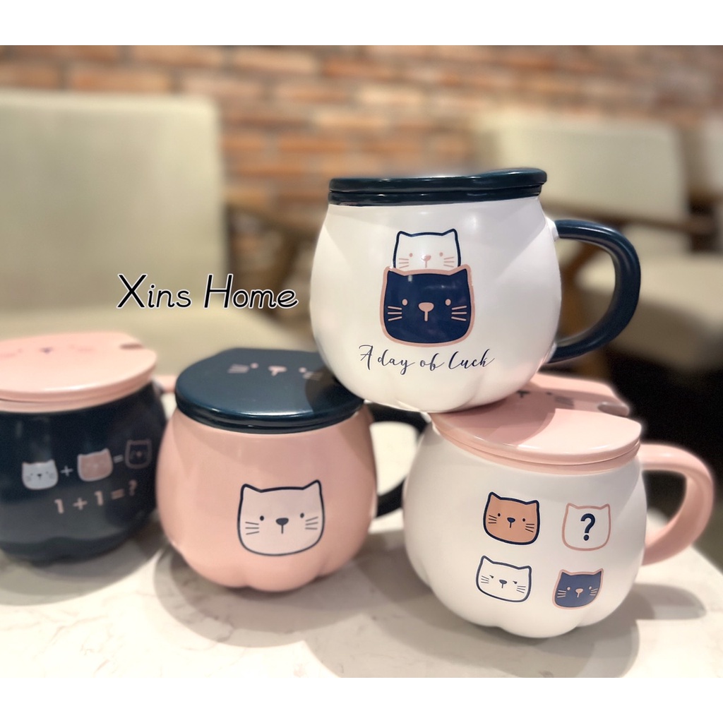 Cốc ly sứ CAT😻😻/Hình mèo dể thương 380ml-Có nắp