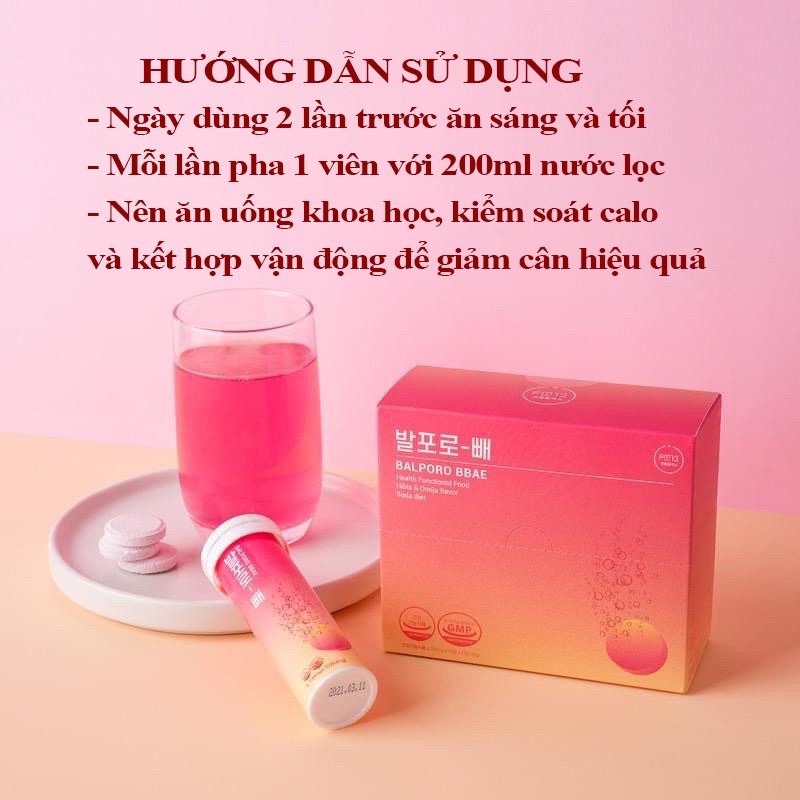 Viên sủi giảm cân Balporo BBae Hàn Quốc 10 viên/lọ