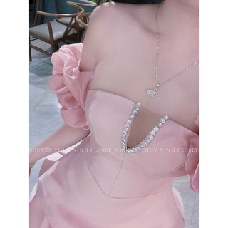 Về mẫu Váy tafta phối tay phồng chân bồng đính sóng siêu chảnh na