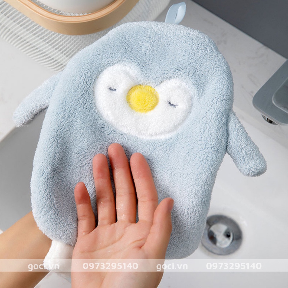 Khăn Lau Tay Nhà Bếp Nhà Tắm Hình Chim Cánh Cụt Treo Tường Hình Siêu Dễ Thương Chất Vải Mềm Mịn Cao Cấp