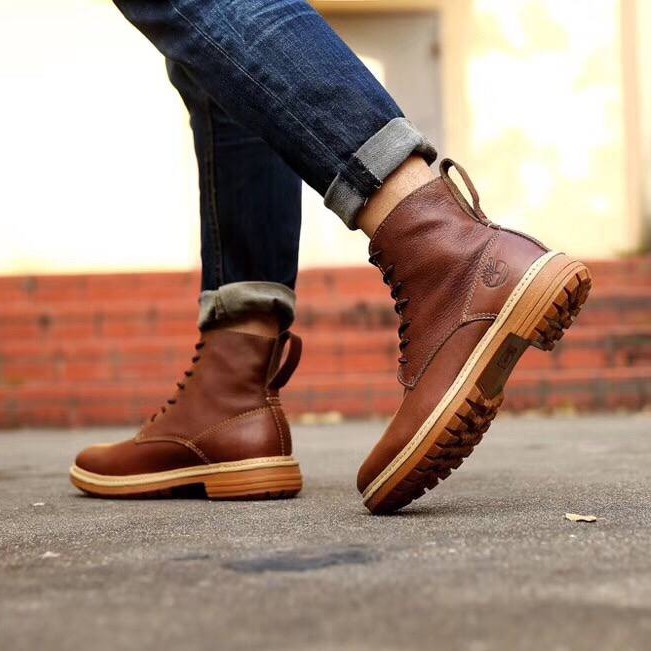 Timberland Giày Bốt Da Thật Màu Nâu Thời Trang Cho Nam T1719