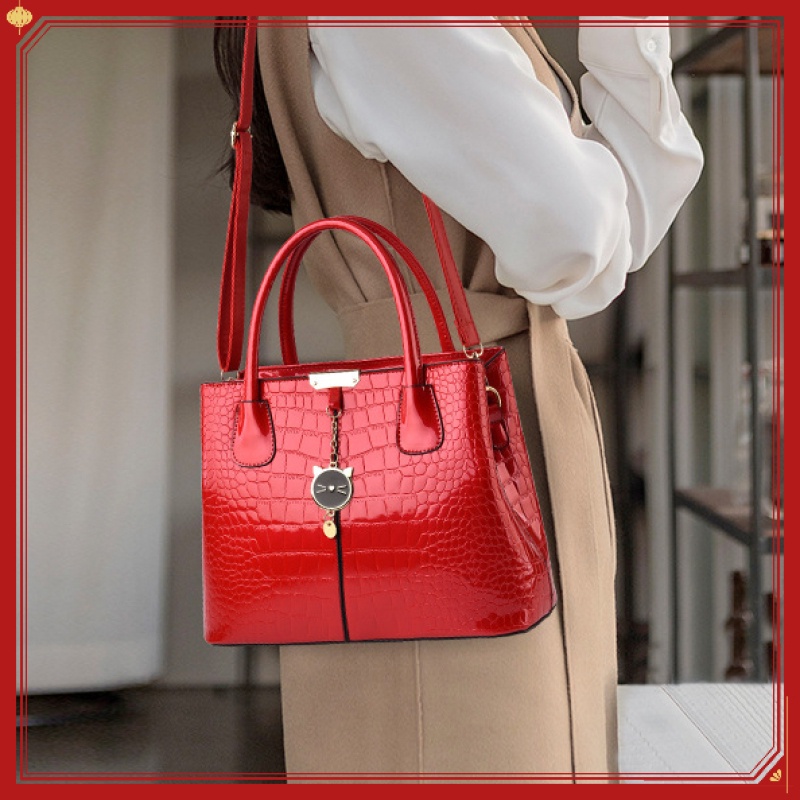 M97-Túi Đeo Chéo Da PU Họa Tiết Da Cá Sấu Phong Cách Hàn Quốc Đơn Giản Thời Trang Cho Nữ