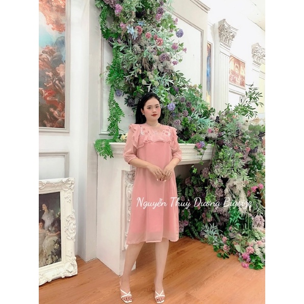 Bigsize váy tơ thêu