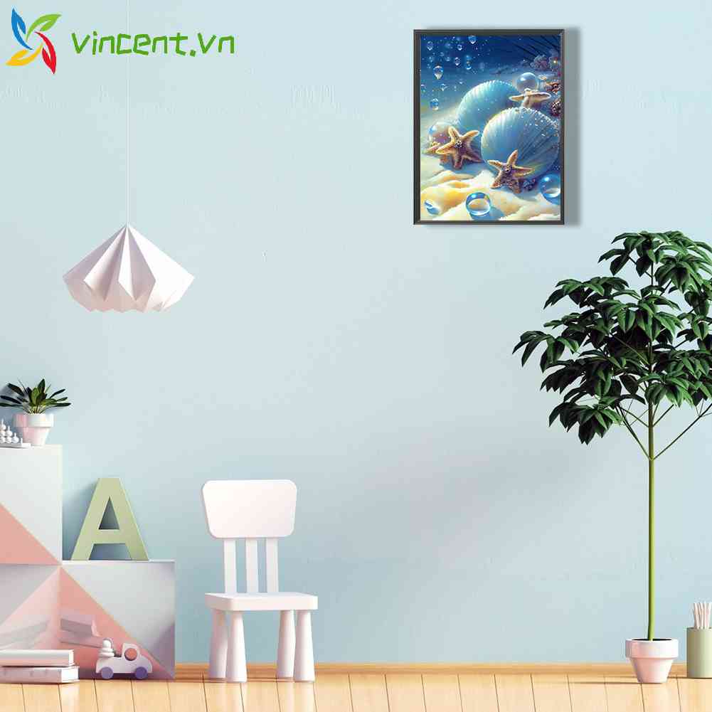 Tranh Đính Đá Kim Cương Toàn Bộ 5D DIY Hình Bãi Biển