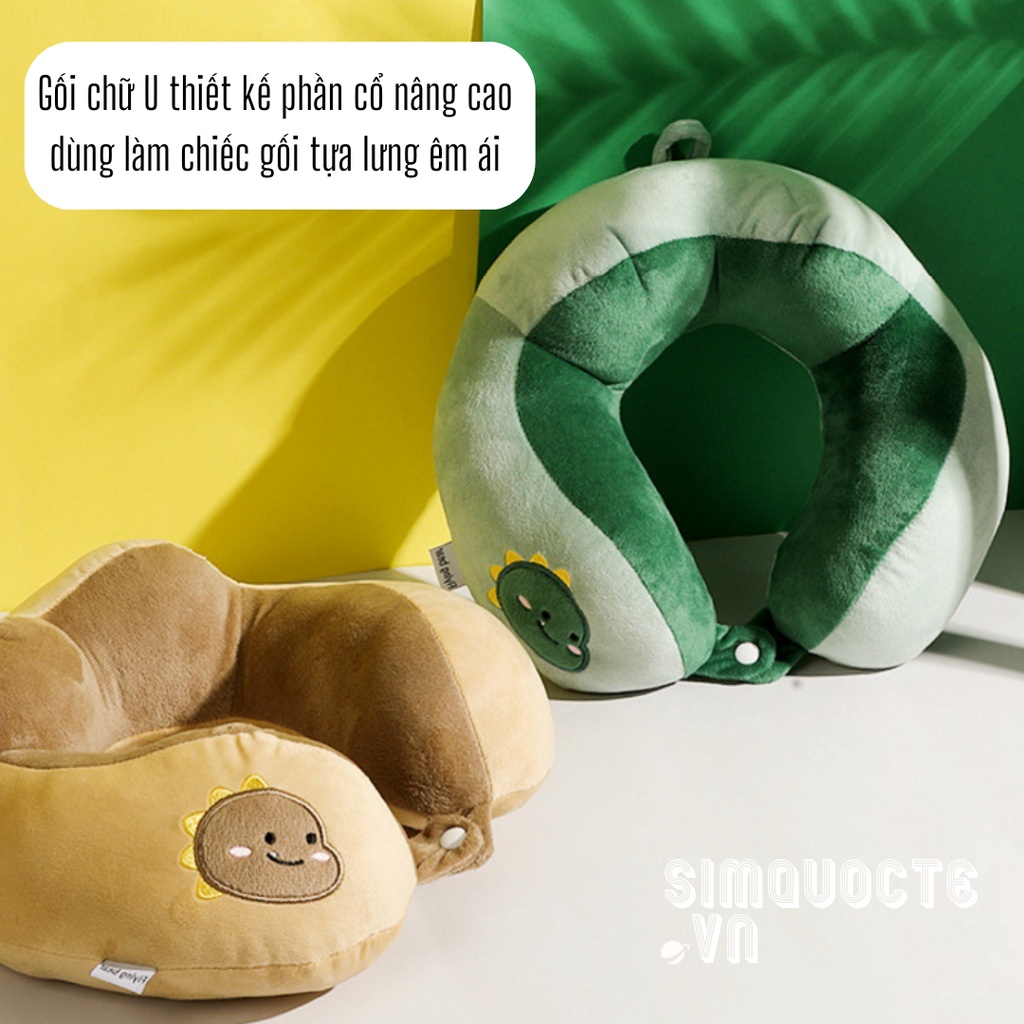 Gối đỡ cổ chữ U dễ thương vải nhung lông mềm mịn lót bông chống đau mỏi cổ vai gáy dùng cho văn phòng, du lịch GC04