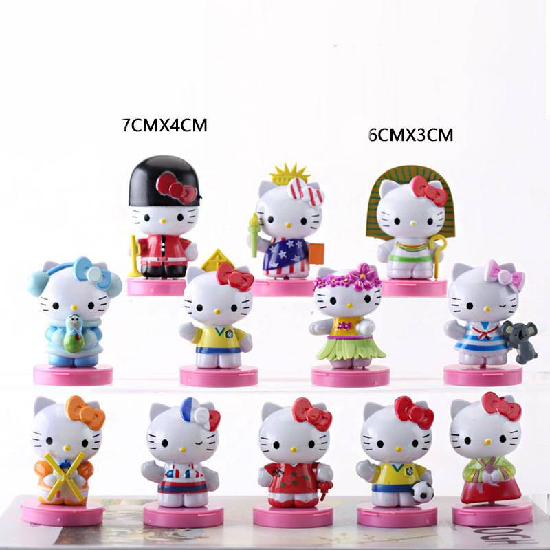 Set 12 Đồ trang trí Mèo Sanrio Hello Kitty Trang Trí Xe Hơi