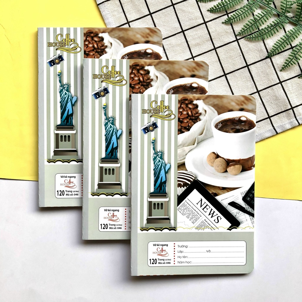 Vở kẻ ngang ghim gáy Cà phê - Coffee House -72tr/80tr/120tr - Genius Phúc Thịnh - 044/045/046- vpp Diệp Lạc sỉ/lẻ