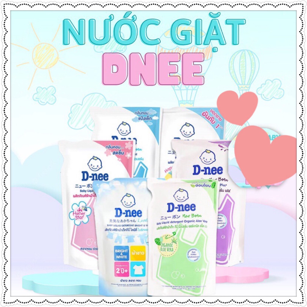 Combo 3 túi nước giặt xả 2 trong 1 Dnee Thái Lan chính hãng 600ml x 3