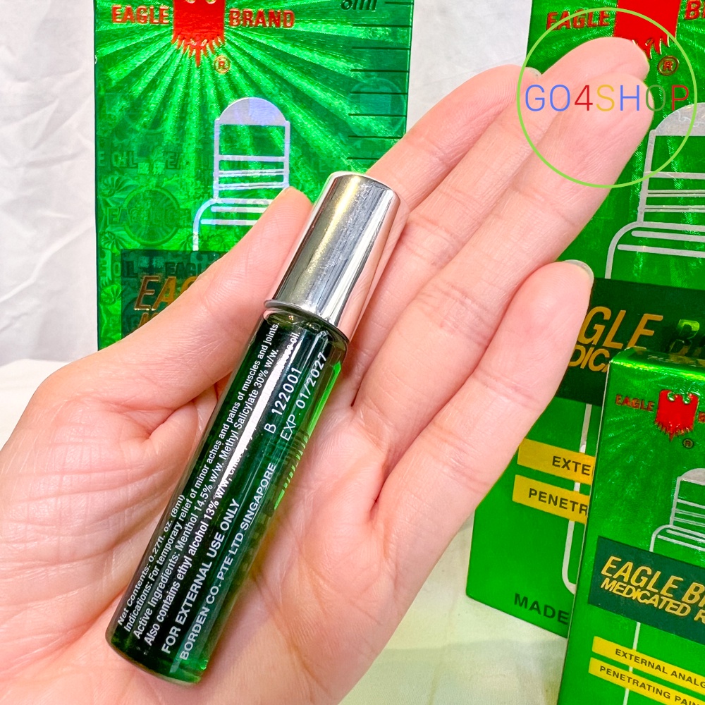 Dầu gió xanh con Ó Eagle Singapore dạng chai lăn 8ml