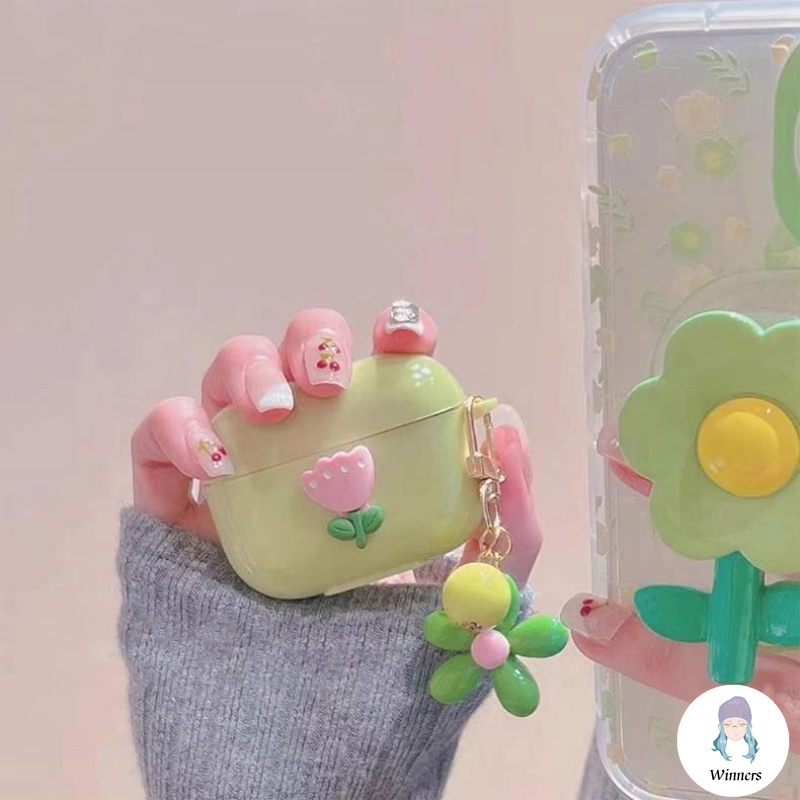 Vỏ Bảo Vệ Hộp Sạc Tai nghe không dây Airpods 1 / 2 / 3 / pro Hình Vòng Hoa Mềm Mịn