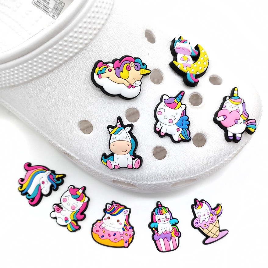 Phụ Kiện Khóa Giày Crocs Hình Kỳ Lân Hoạt Hình Dễ Thương Trang Trí Vườn / Làm Quà Sinh Nhật Cho Bé