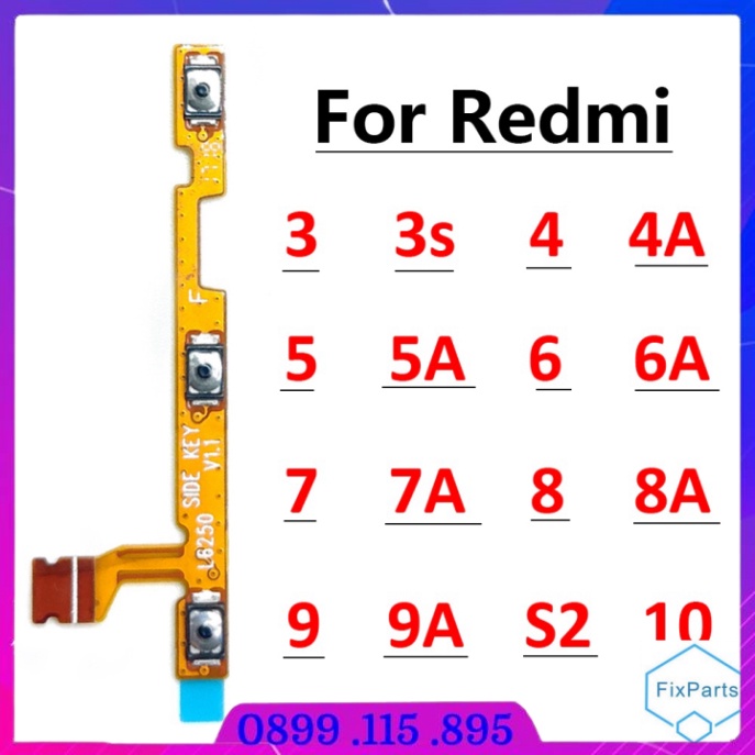 Nút Bấm Âm Lượng / Nguồn cho Xiaomi Redmi S2 9 10 9A 8 8A 7 7A 6 6A 5 5A 4A 4X 3 3S 4 6 Pro 5 Plus QT