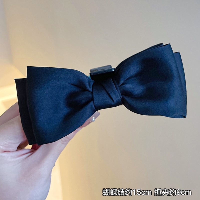 Kẹp Tóc Nơ Lớn Hai Mặt Màu Đen Phong Cách Hàn Quốc Cổ Điển Thời Trang