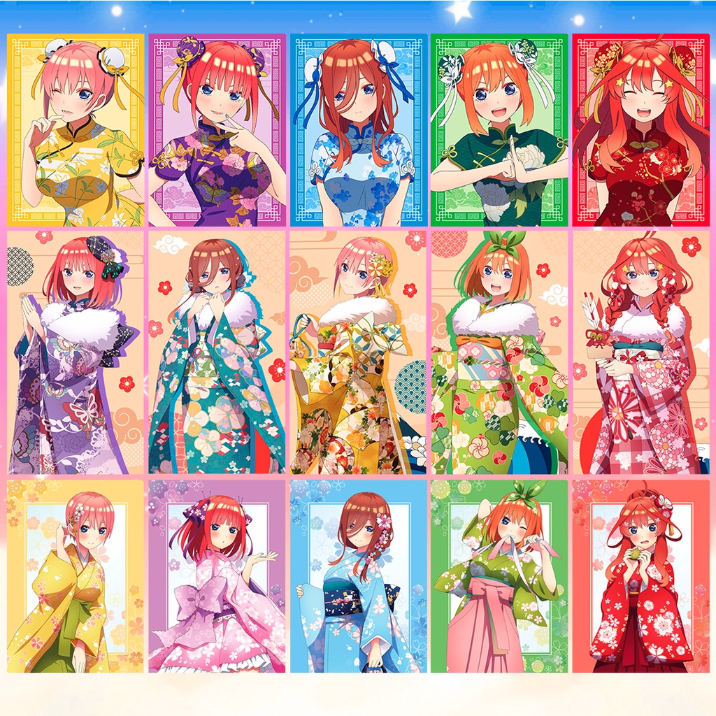 Bộ 5 tấm ảnh card bo góc NHÀ CÓ 5 NÀNG DÂU chủ đề lễ hội nhiều mẫu - GOTOUBUN NO HANAYOME - anime manga